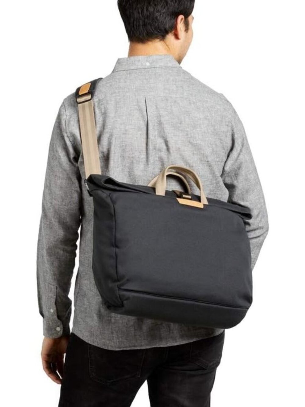 Bellroy Black Orange Canvas System Work Messenger Bag 18 x 13"